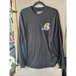 LA Lakers Pride Night Black T-Shirt 100% Ring Spun Cotton Long Sleeve Size XL